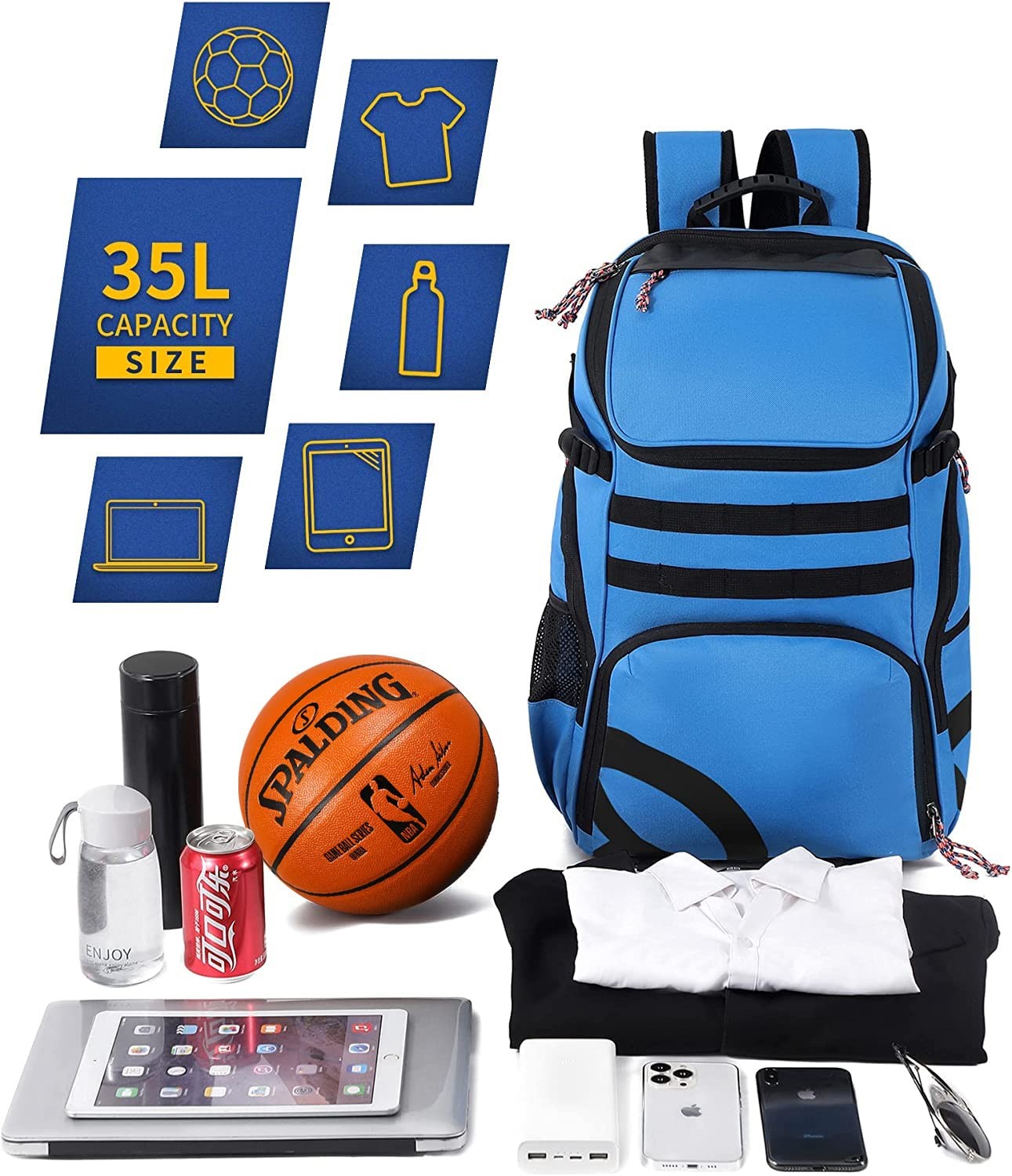 Basketball Bag Backpack with Ball Holder Multi-Sport Backpack for Soccer Voll…