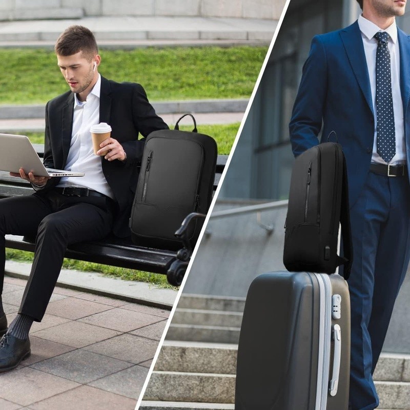 Laptop Backpack USB Charging Port Multiple Compartments Travel Bag Men