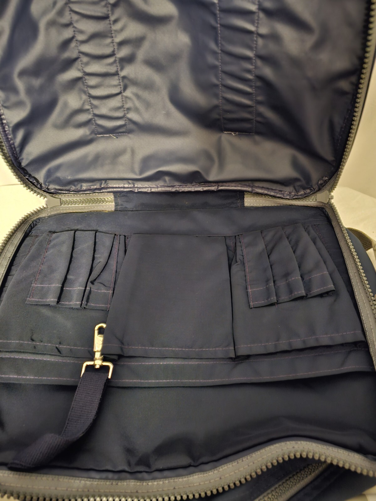 Vintage Lands End Lighthouse Nylon Zip Around Work Bag Blue Made In USA EUC