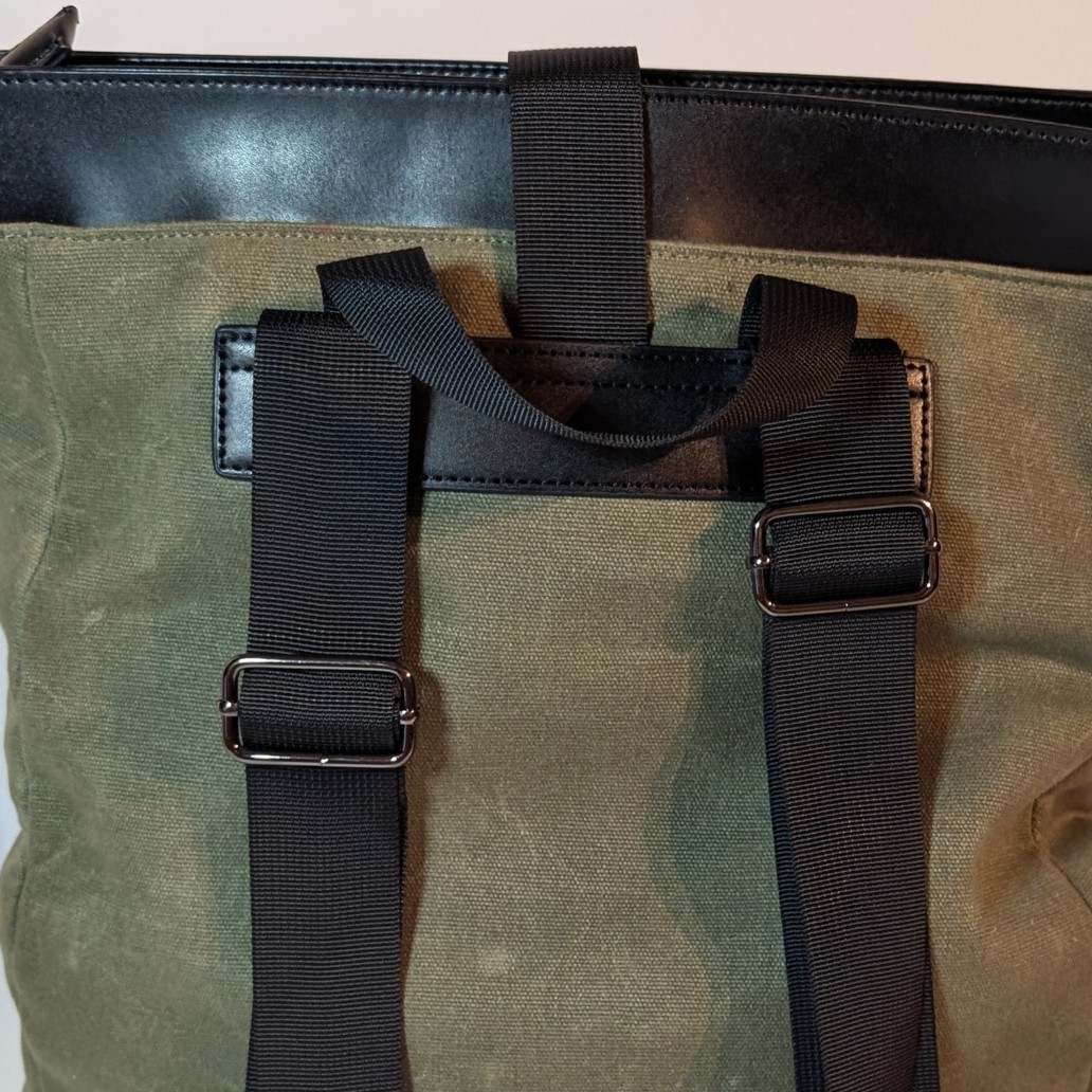 Express Rolltop Backpack Canvas Motorcycle Bicycle Messenger Bag, Green & Black