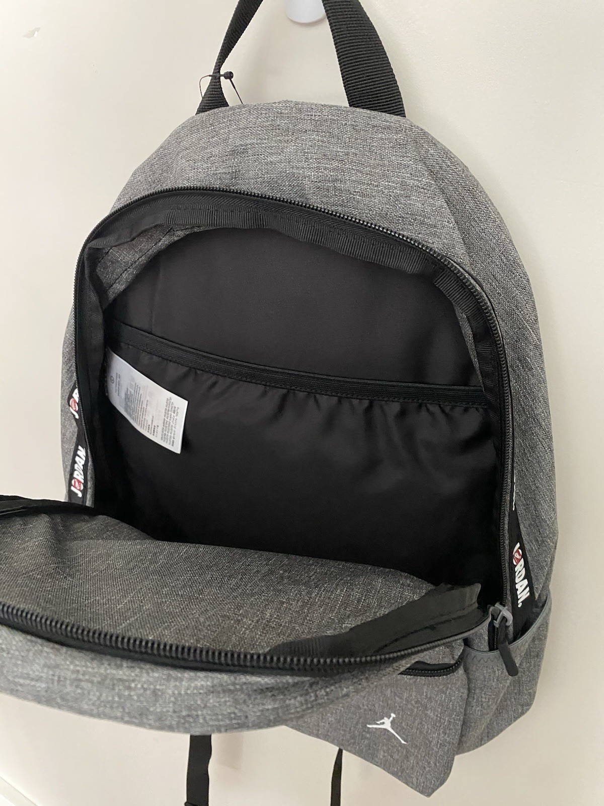 Jordan Jumpman Gray Backpack Unisex Adults Zip Closure Bottle Pocket