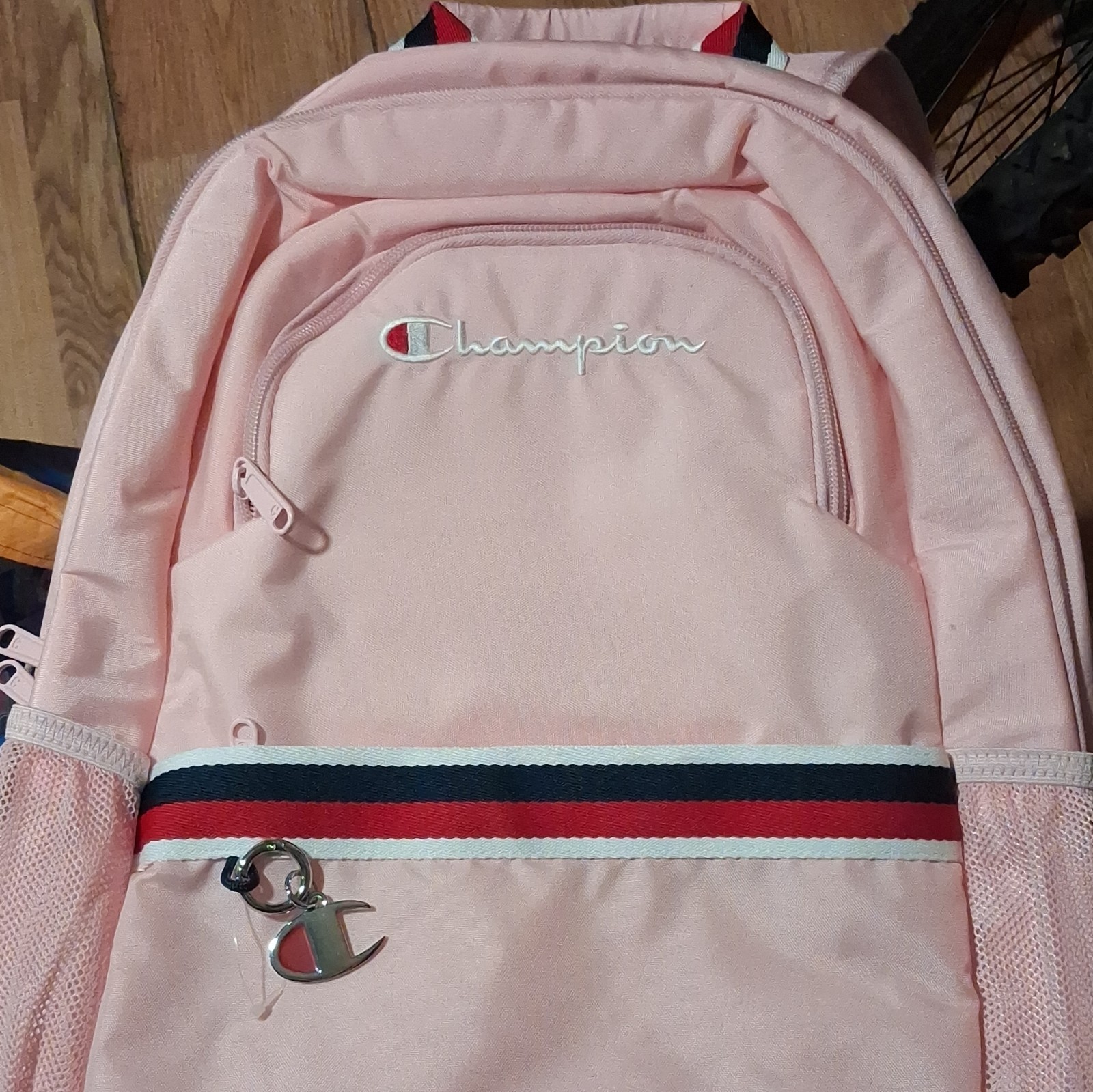 Champion Pink Backpack Zip Closure Padded Straps Bottle Pocket Travel Casual