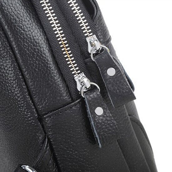 Genuine Leather Sling Backpack, Black Men‘s Crossbody Chest Bag Causal Daypack