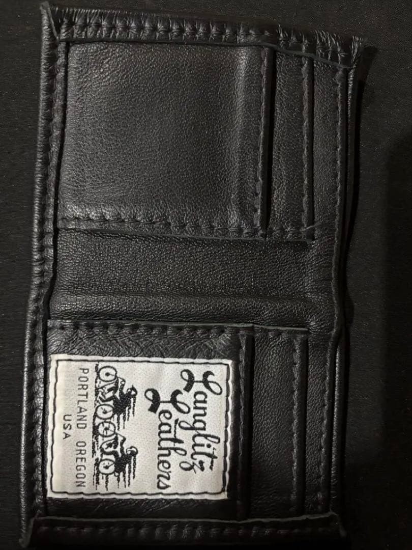 Langlitz Leathers Bifold Wallet Black USA Leather Durable Classic