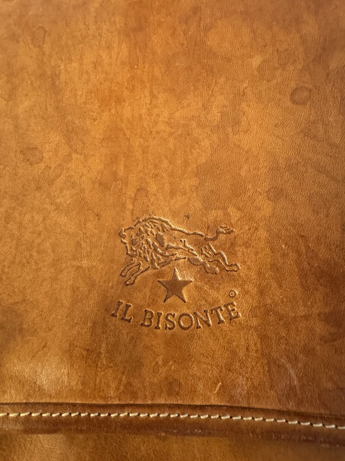Il Bisonte W/5 Compartment Clutch Messenger Tan Leather Bag Italy Made Vintage
