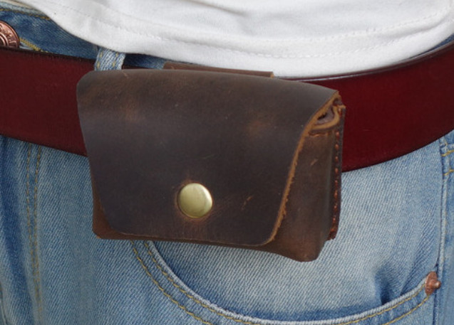 Men Bag belt Waist fanny Pack pocket wallet purse Cow Leather Pouch coffee H357