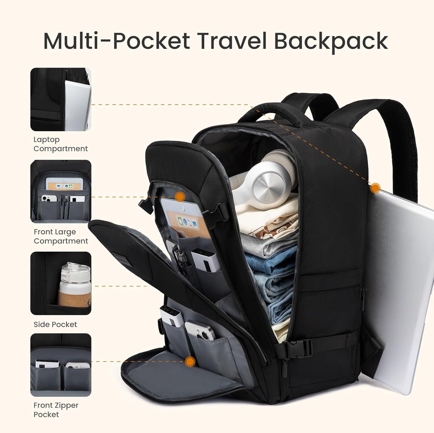 Travel Backpack,Expandable 50L Extra Large Travel Backpack for Men