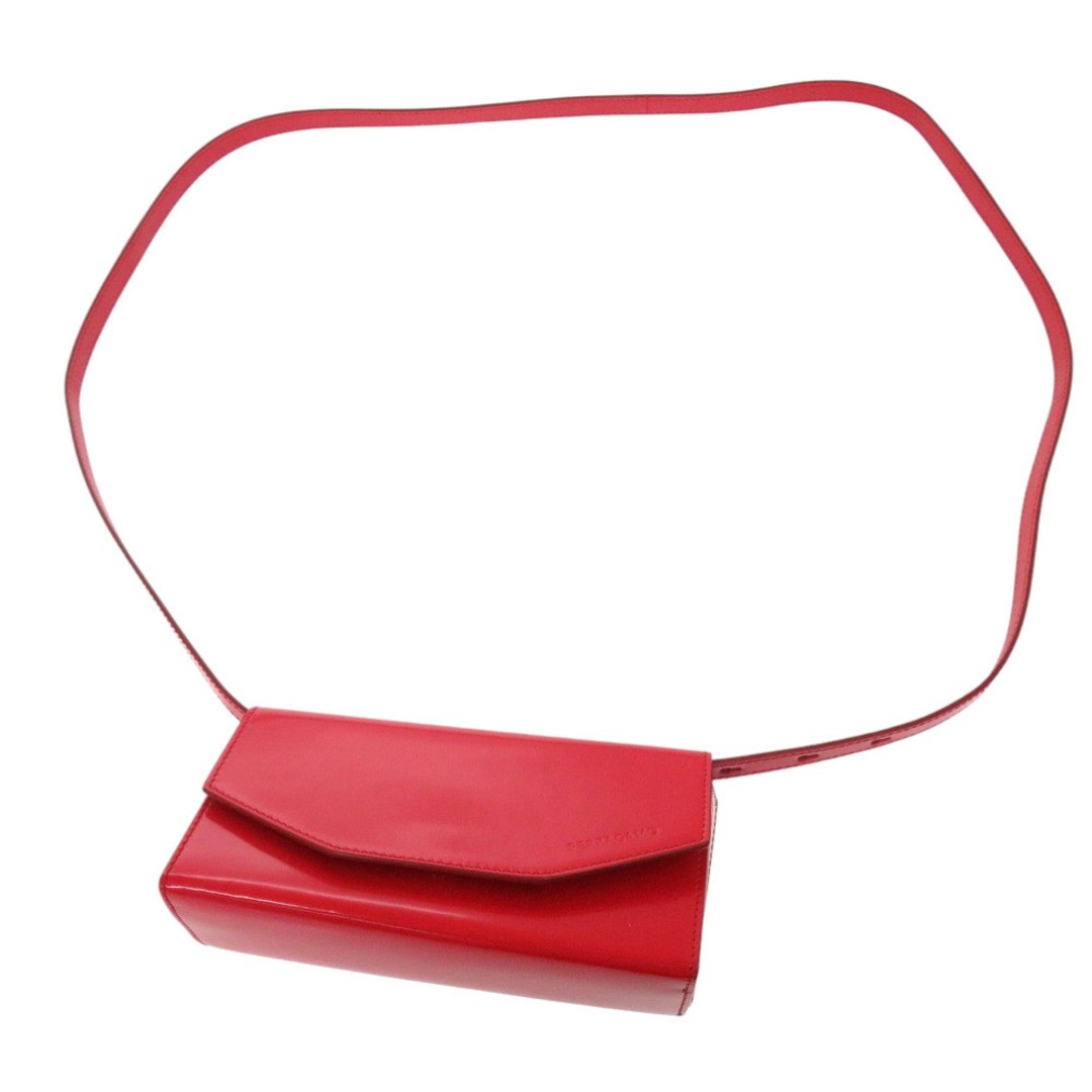 Ferragamo Men’s Calf Red 2-Way Shoulder Bag Clutch Second Bag 18x9x6.5cm