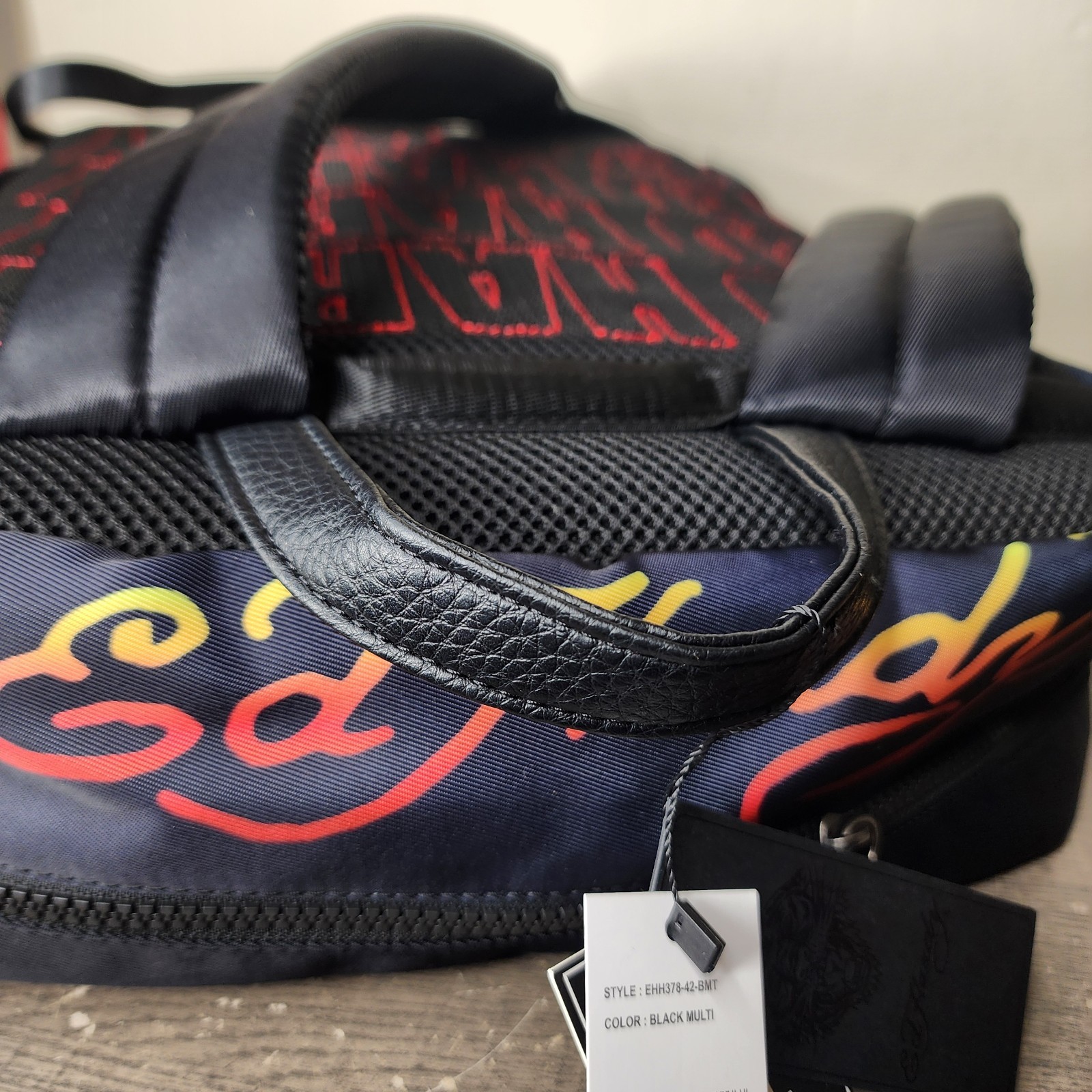 ​Ed Hardy Mi Vida Loca Backpack Studded Skull Tattoo Graphic Black Bag NWT Y2K