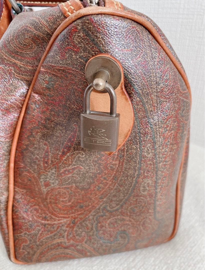 ETRO Paisley Pattern Duffle Bag Made in Italy PVC Leather 12x12x6 inches