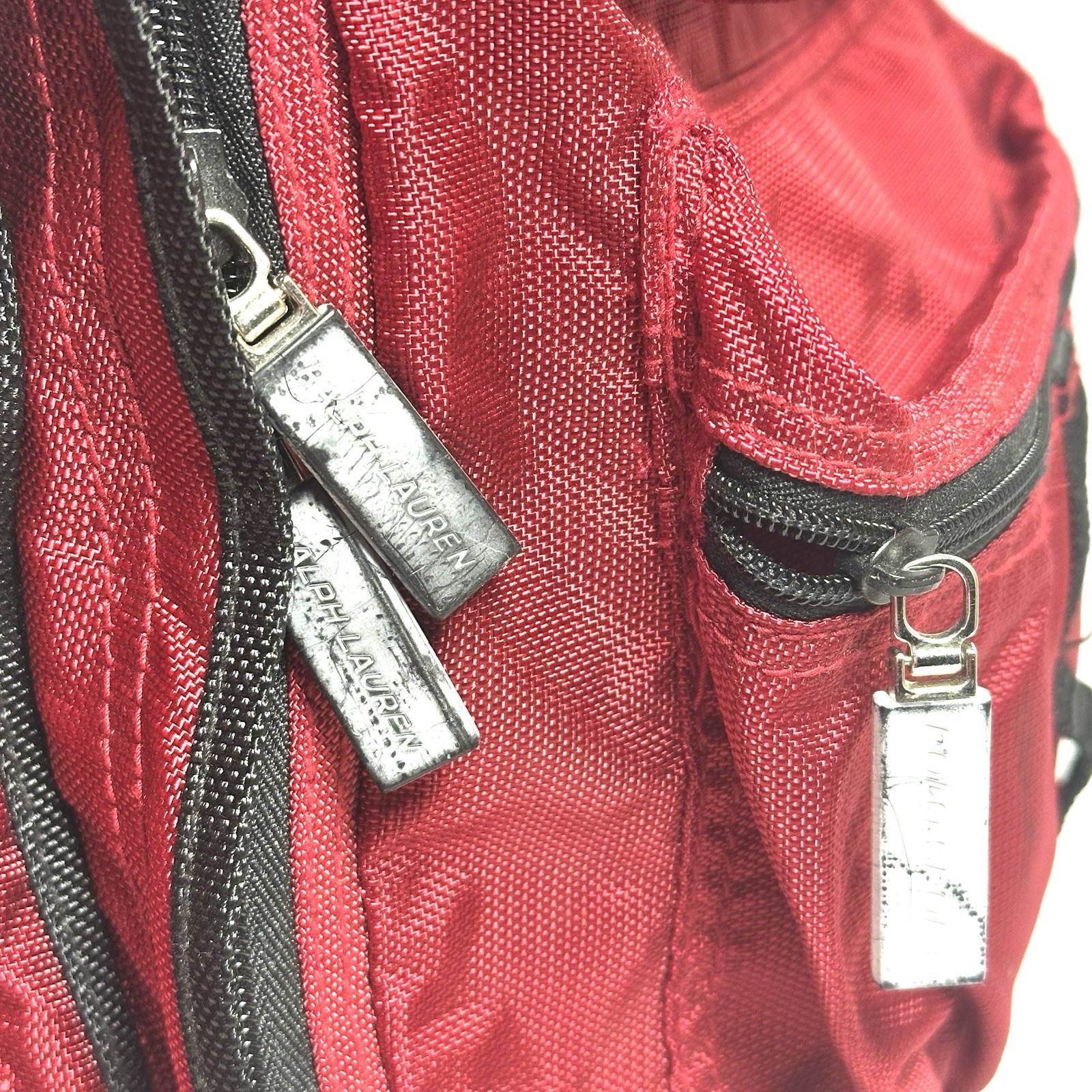 Vintage Polo Sport Ralph Lauren Backpack Red RL Flag Multi Pocket