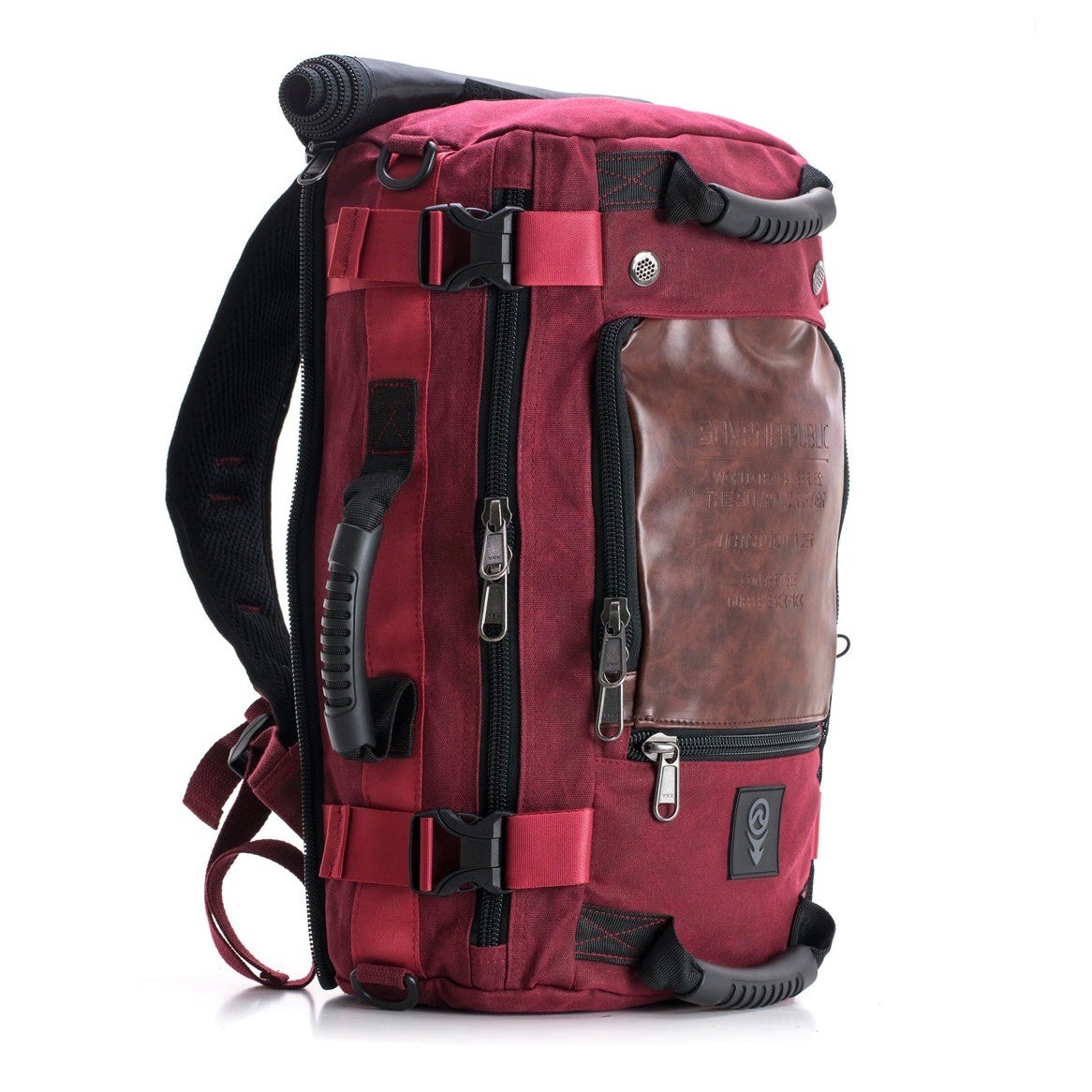 SOVRN REPUBLIC 30L Drifter 2.0 Convertible Duffle / Backpack, Burgundy