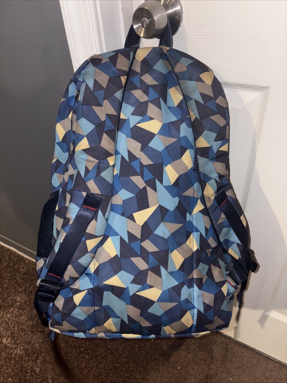 16-inch Patterned Blue Colored School Backpack, Travel Backpack, Hiking Bag
