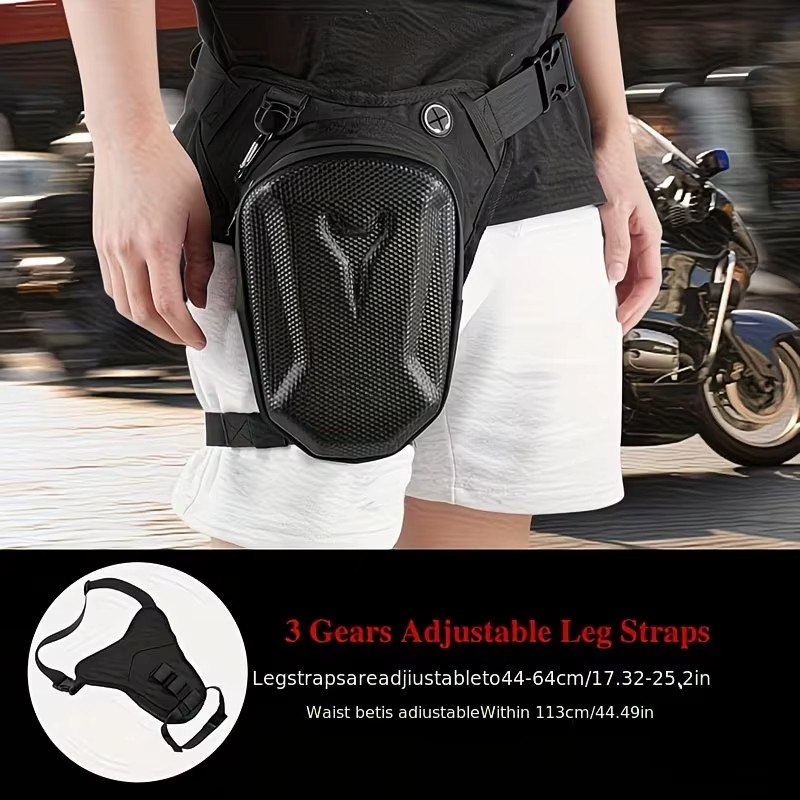 Motorcycle Drop Leg Bag Hard Shell Thigh Waist Pack Rider Storage Black