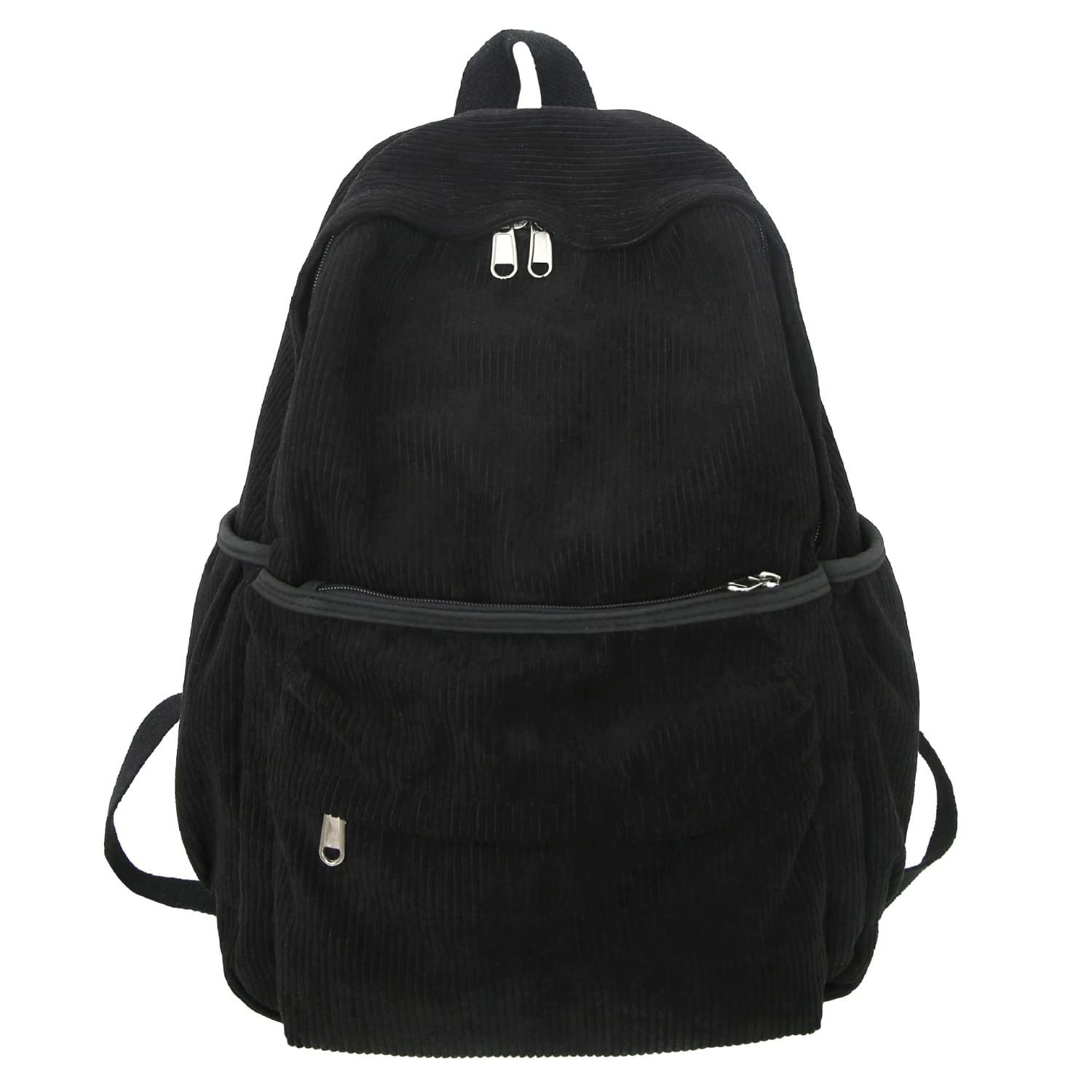Black Corduroy Backpack, 15.6 inch Laptop, College, Cute Book Bag, Preppy