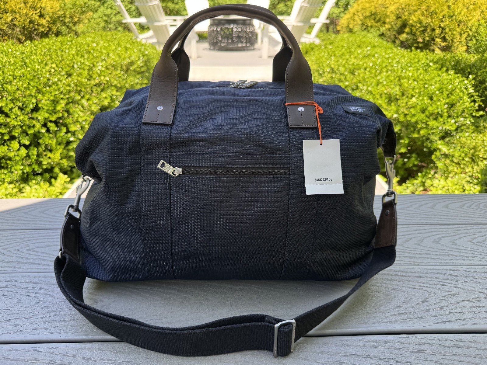 NEW JACK SPADE NAVY BLUE NYLON LEATHER WING DUFFLE BAG LUGGAGE NYRU0831 ORIG$398