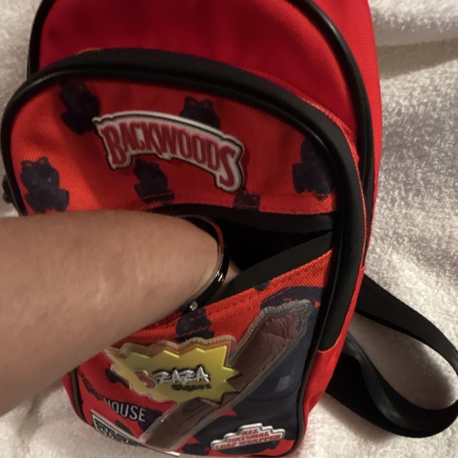 Backwoods Red/Black Graphic Crossbody Sling Bag Zip Pockets Adjustable