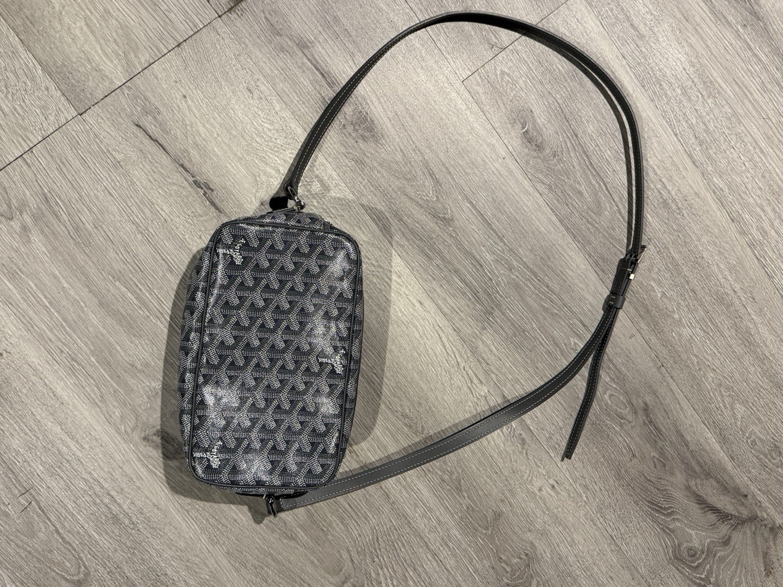 Goyard Goyardine Gray Cap-Vert PM Crossbody Zip Bag