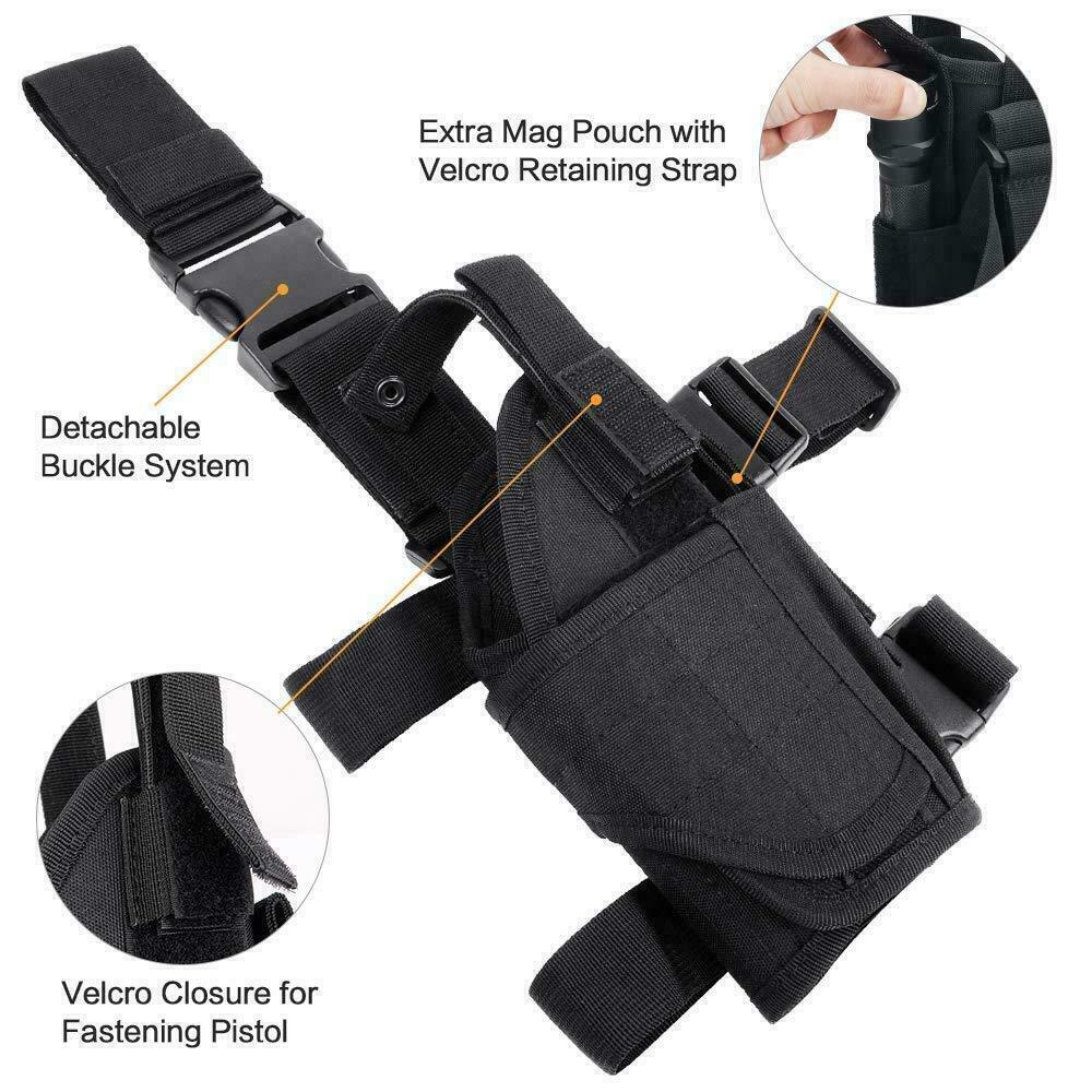 Military Drop Leg Holster Tactical Thigh Pistol Gun Pouch Right Hand Adjustable