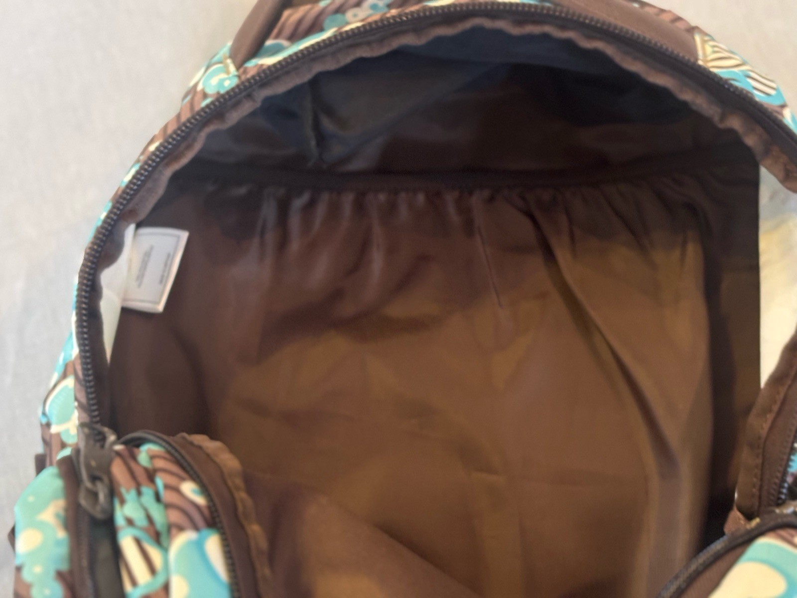 Adidas Backpack Multi-Pocket Load Spring Brown with Turquoise Blue White Bubbles