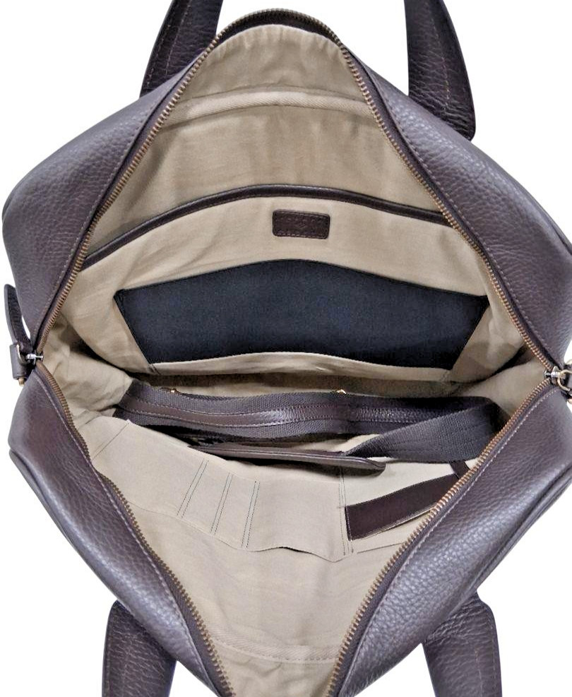 Joseph Abboud Pebbled Leather Messenger Laptop Briefcase Brown Shoulder Bag