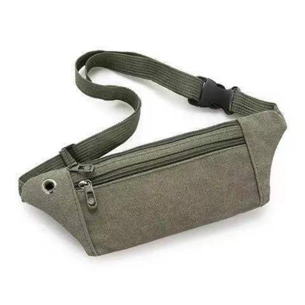 Lightweight Canvas Waist Pack with Nylon Lining 31x11cm for Sports Use
