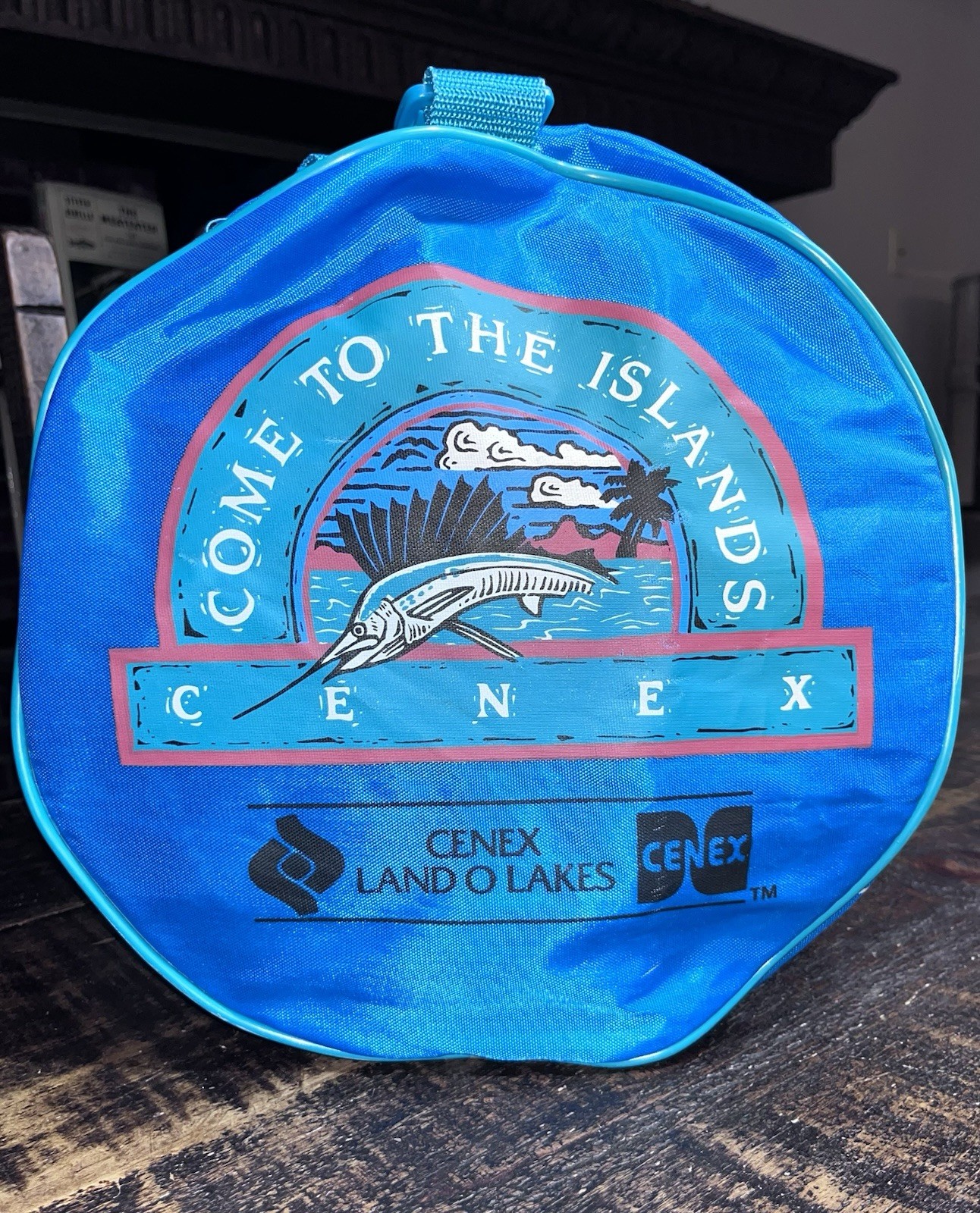 Vintage Cenex Nautical Marine Marlin Come To The Islands Gym Duffle Bag Blue