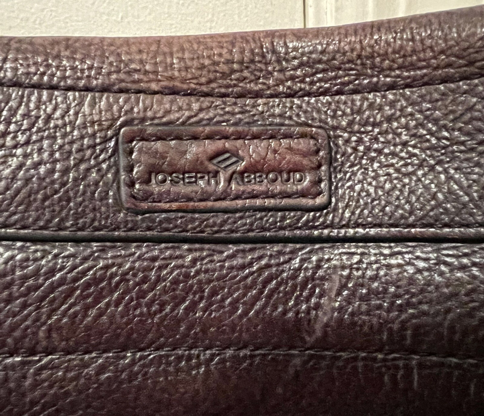 Vintage 1990s JOSEPH ABBOUD Weathered Dark Brown Leather Messenger Bag Briefcase