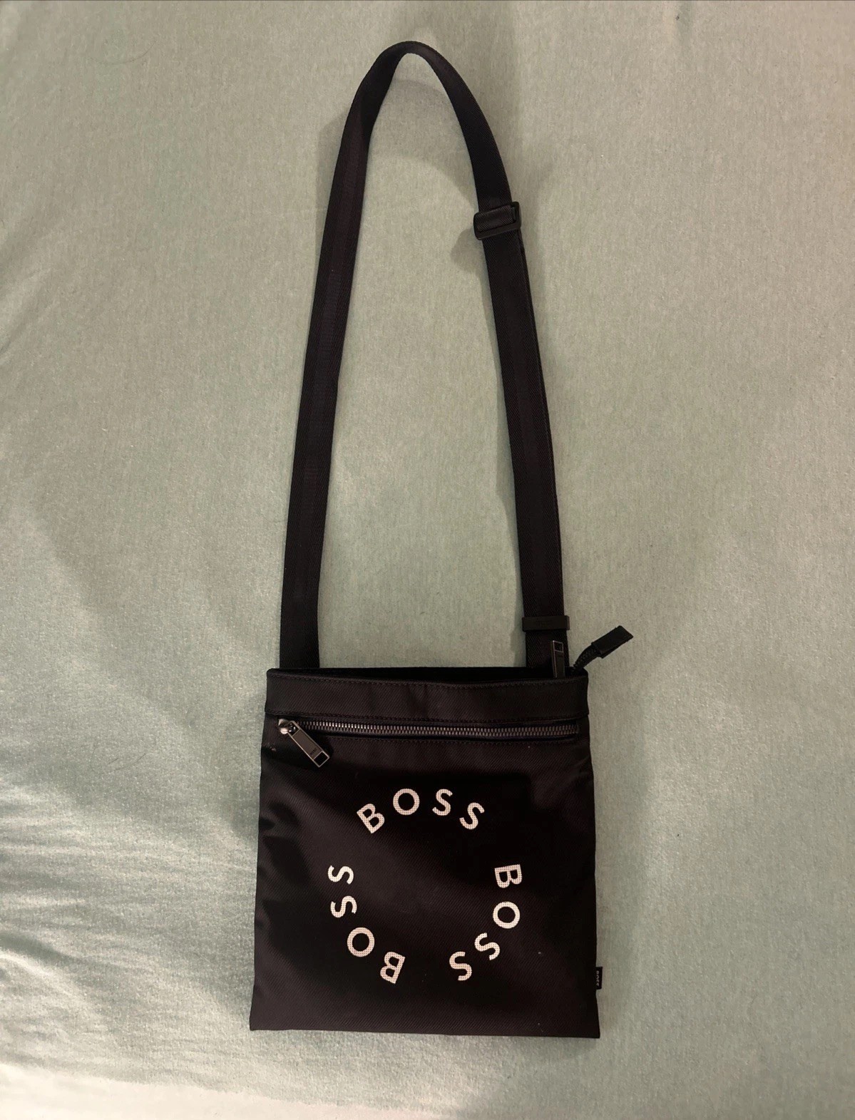 NEW BOSS ENVELOPE BAG CIRCULAR LOGO DARK BLUE CROSSBODY UNISEX 9.8” x 9.25”