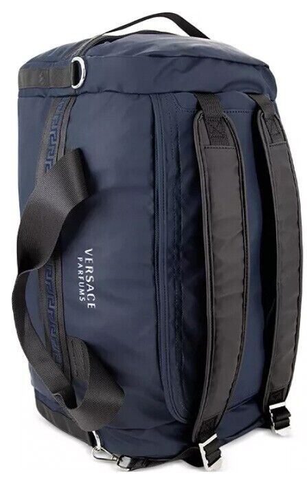 Versace Parfums Duffle dark blue Backpack faux leather gym Weekender travel Bag