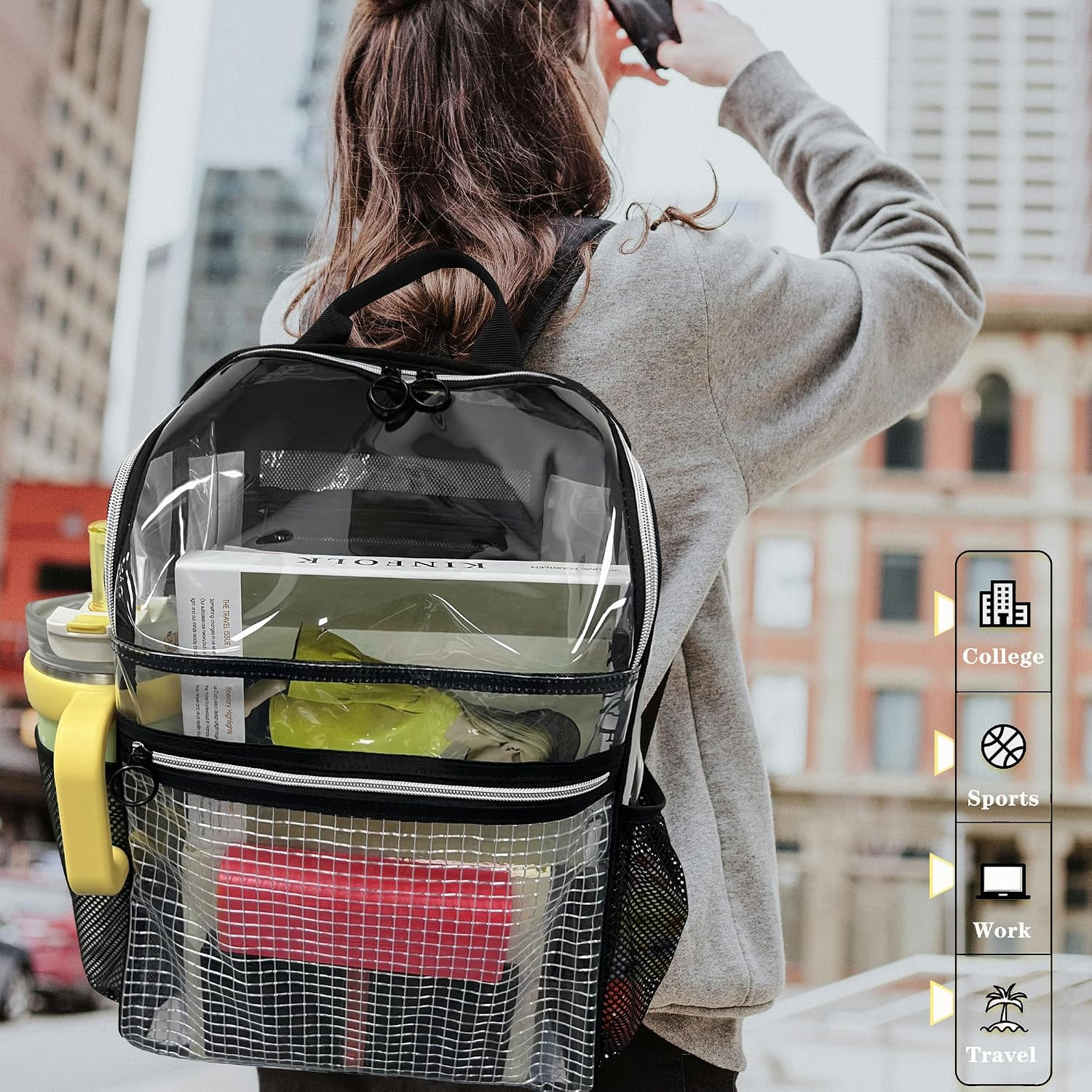 Clear Backpacks for School,17”Large Clear Backpack See through Bookbag Heavy Du