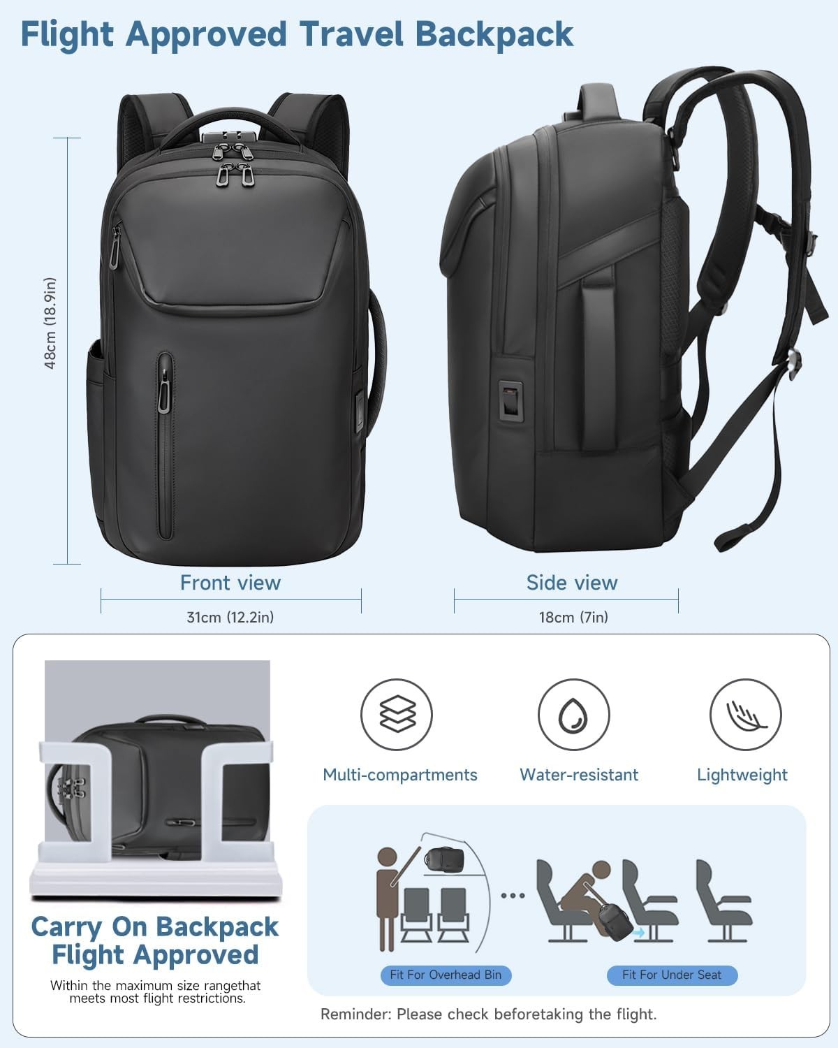 Versatile Water-Resistant Business Backpack with USB Charging for Professionals