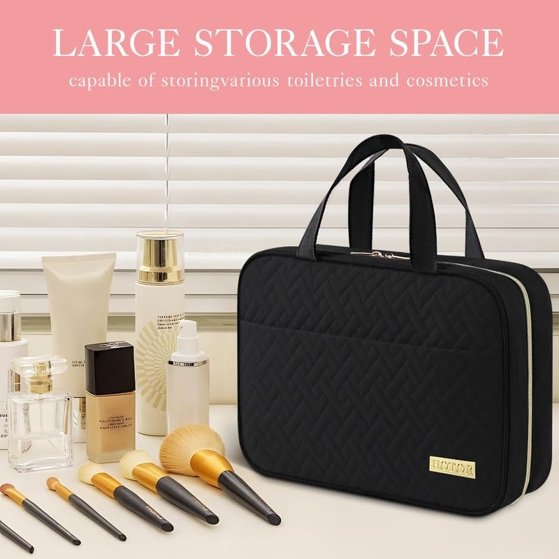 HOTOR Travel Toiletry Bag – Hanging for Women & Medium, Black