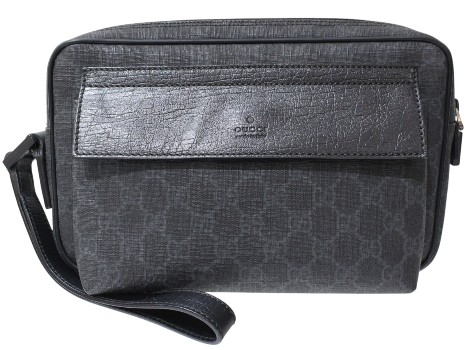Gucci Clutch Bag 162784 GG Supreme Black PVC Leather