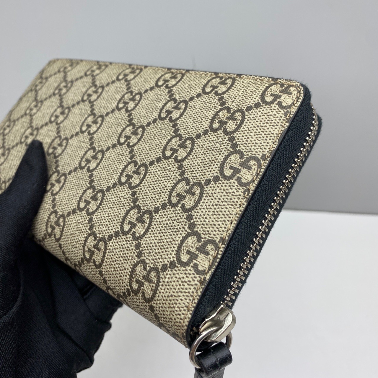 Gucci Pre-Owned Authentic Bee Wallet Monogram Canvas 19x10x3cm Free Shipping