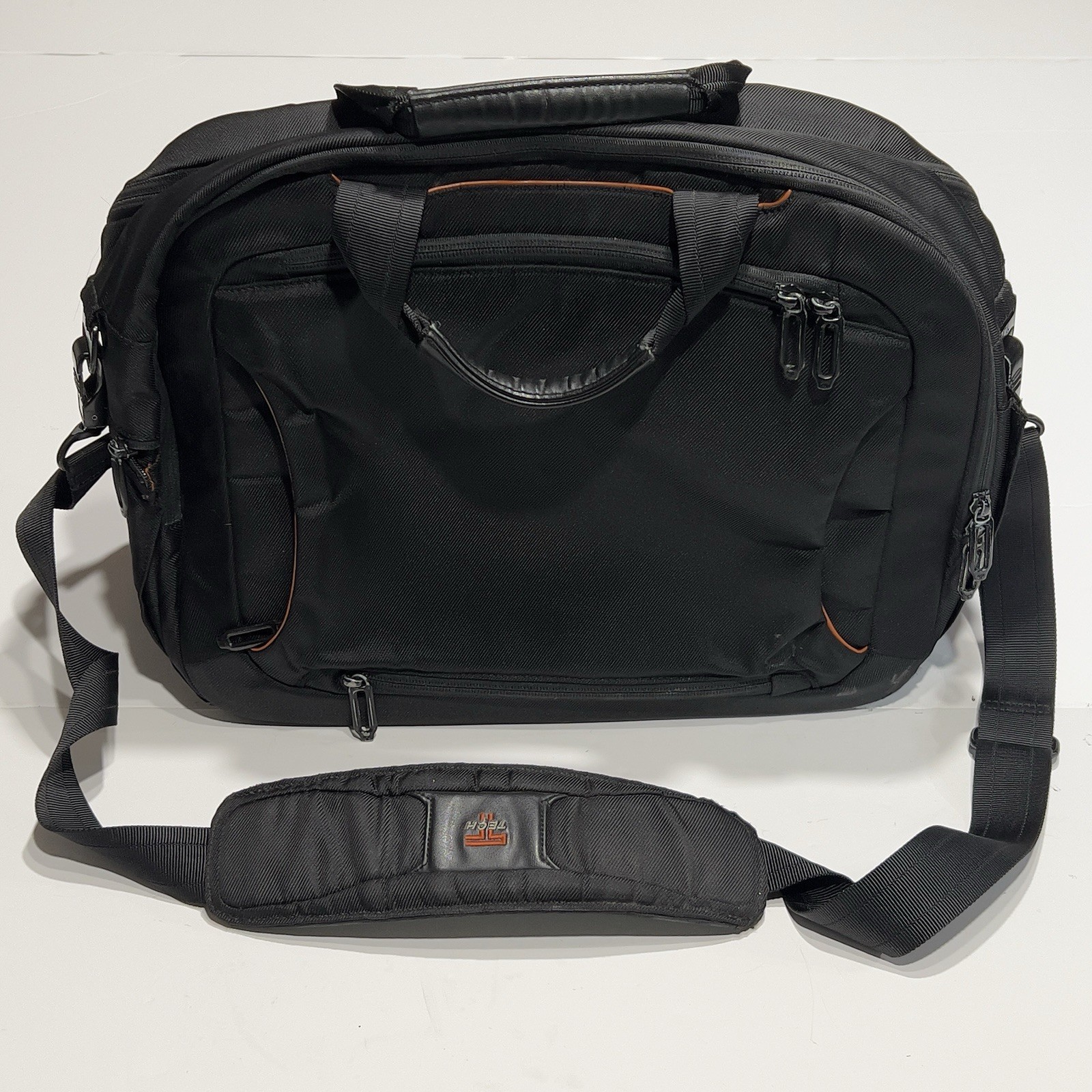 Tumi T-Tech Ballistic Nylon Expandable Messenger Bag Laptop Briefcase Black