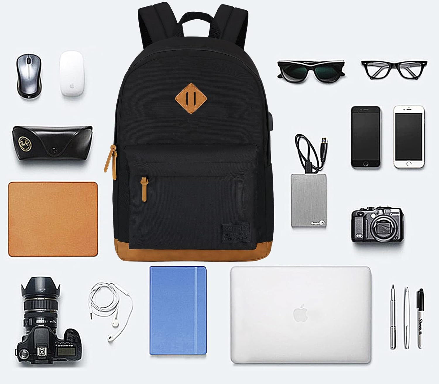 Large Travel Laptop Backpack with USB Charging Port for Men and Women, Classic S