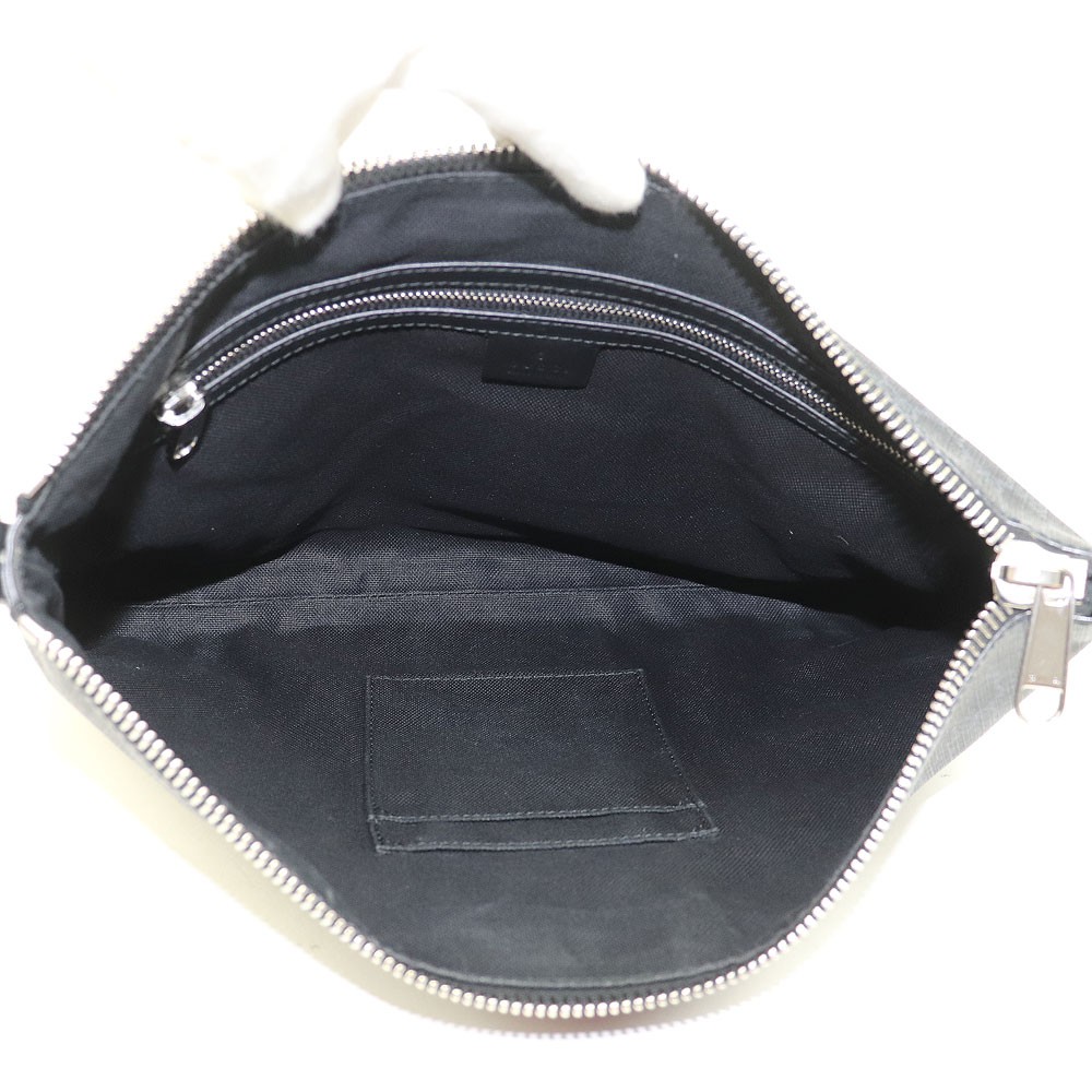Gucci GG Supreme Canvas Messenger Bag Black Gray Web Stripe Shoulder Clutch
