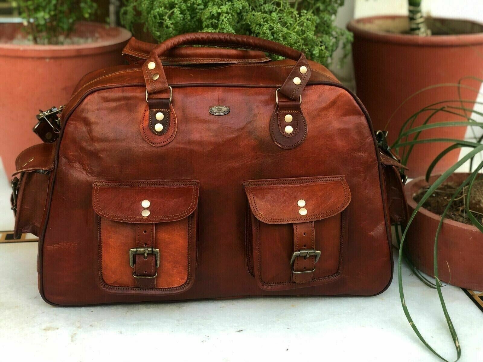 Men’s Travel Gym Vintage Genuine Overnight Weekend Duffle Luggage Bag