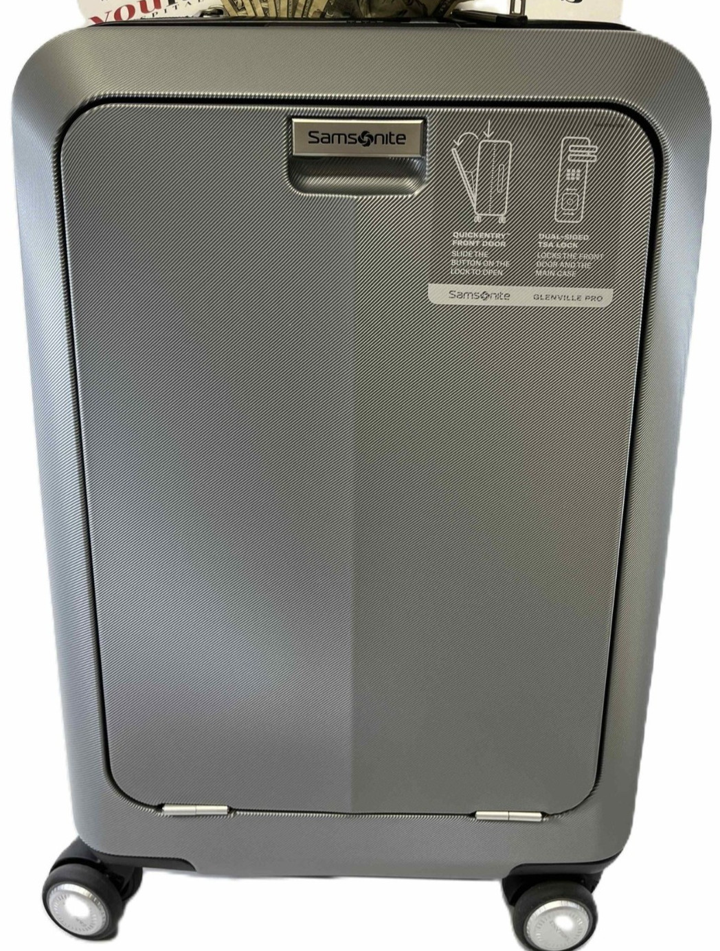 NWT Samsonite Glenville Pro front pocket Expandable Spinner Carry On TSA Hard…