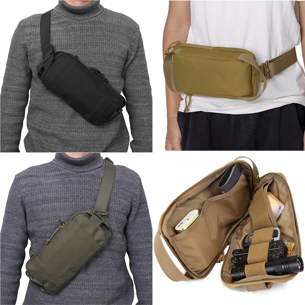 Mens Tactical Chest Bag Concealed Pistol Cases Travel Fanny Pack Molle Pouch USA