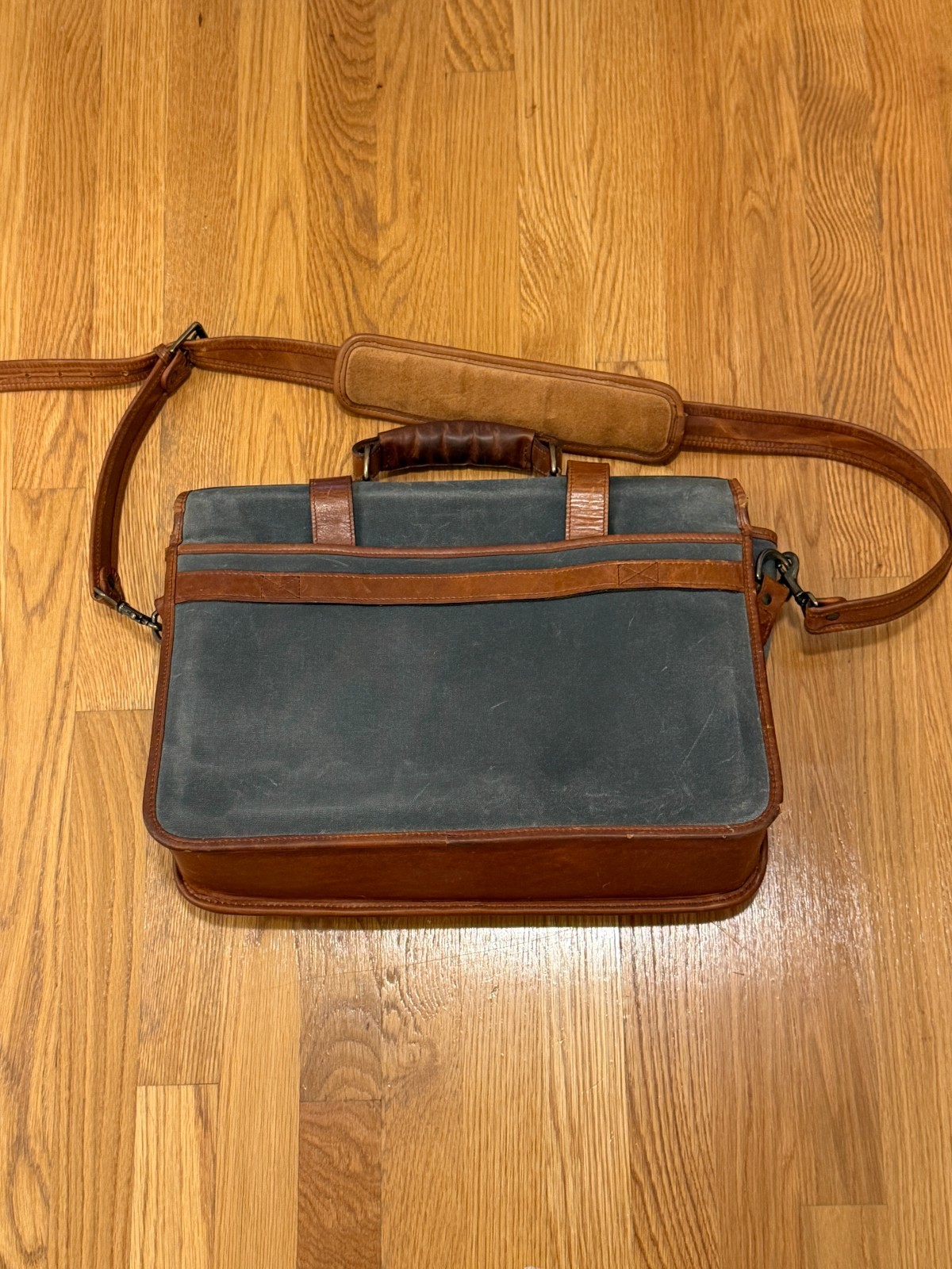 Korchmar Garfield Waxed Canvas Briefcase Bag Grey