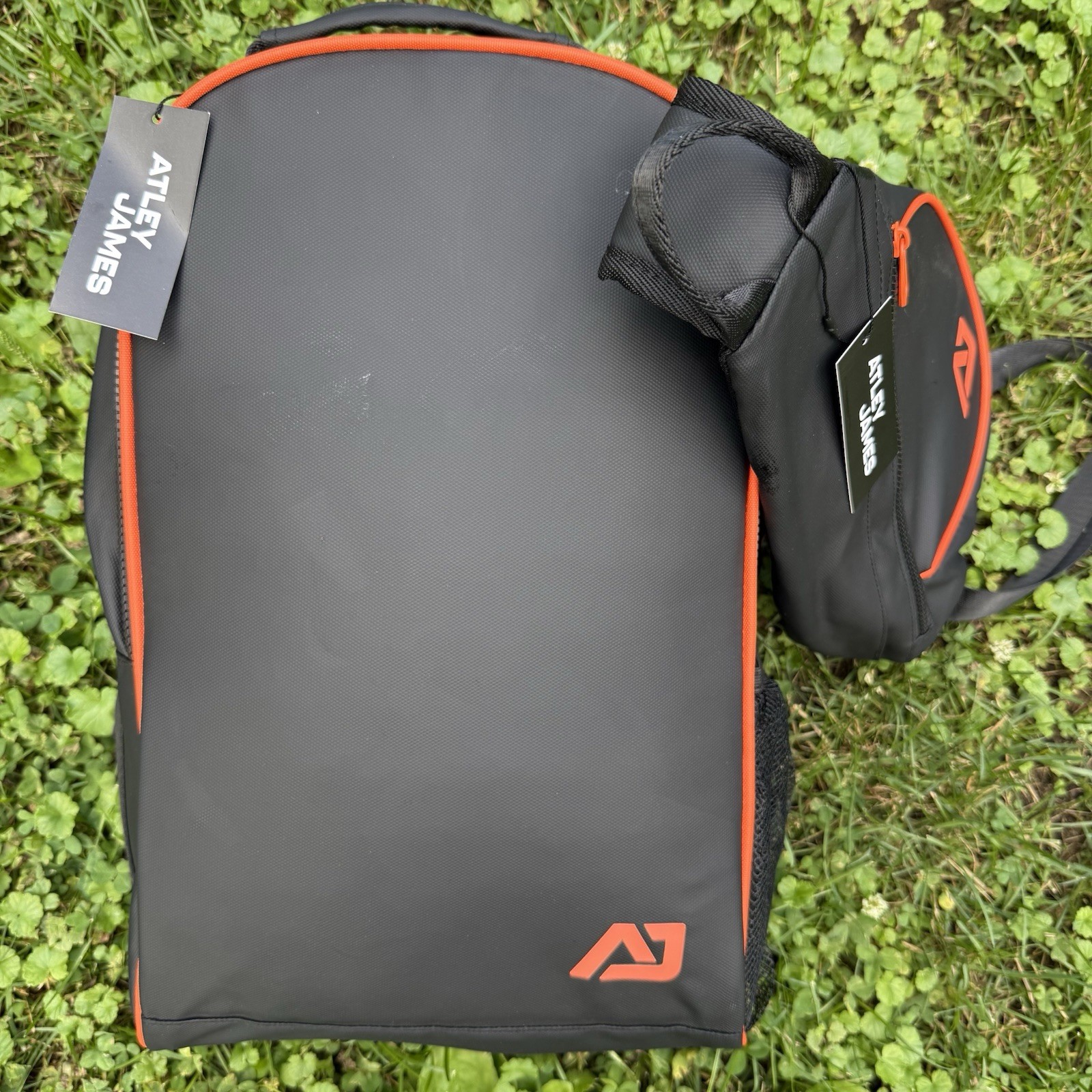 ATLEY JAMES Backpack Sling Bag Set Black Orange Travel School NEW NWT