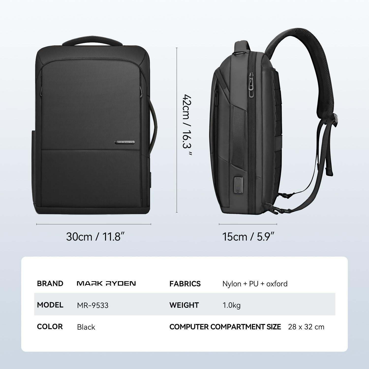 Muzee 3in1 Slim Business Backpack Laptop Backpack For Men with Executive Brie…