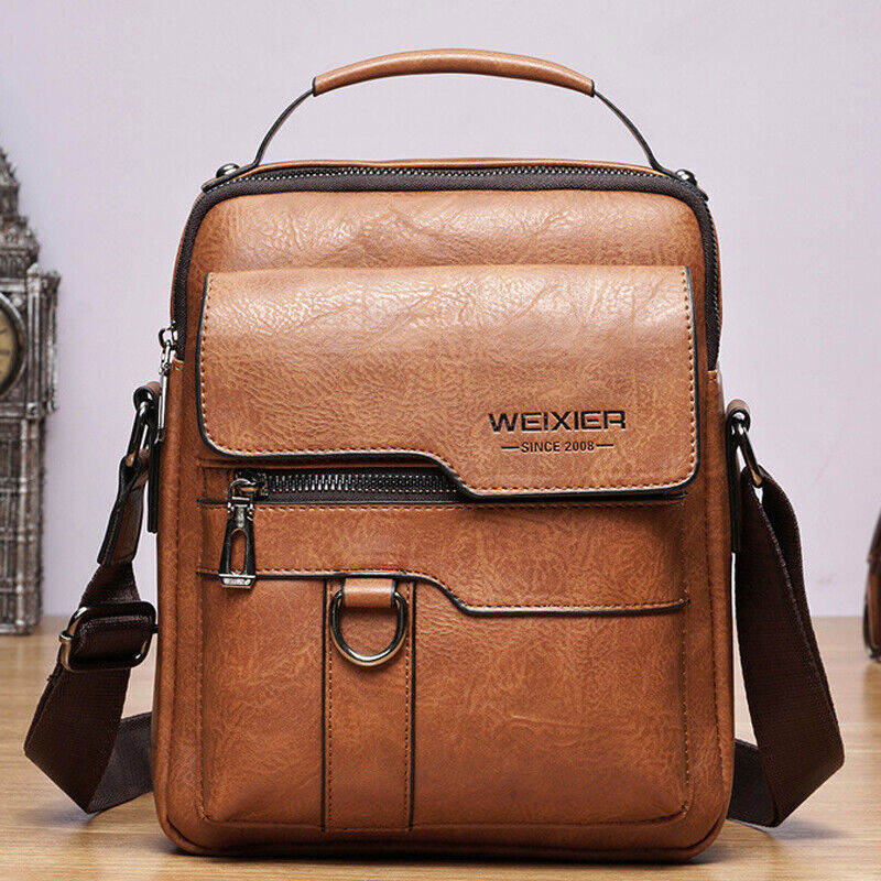 Men’s Business pu Leather Shoulder/Messenger Bag 8″ Handbag Outdoor Sport Bag B