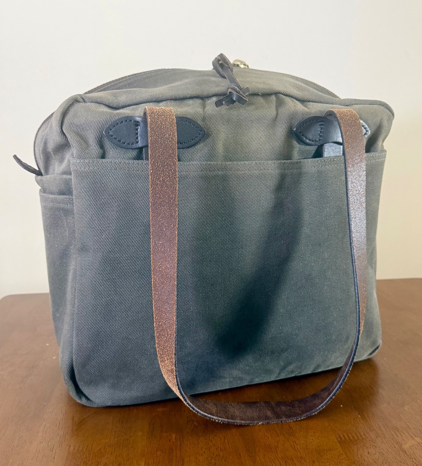 Filson 261 Zip Tote Bag Otter Green USA Rugged Twill Leather Handles