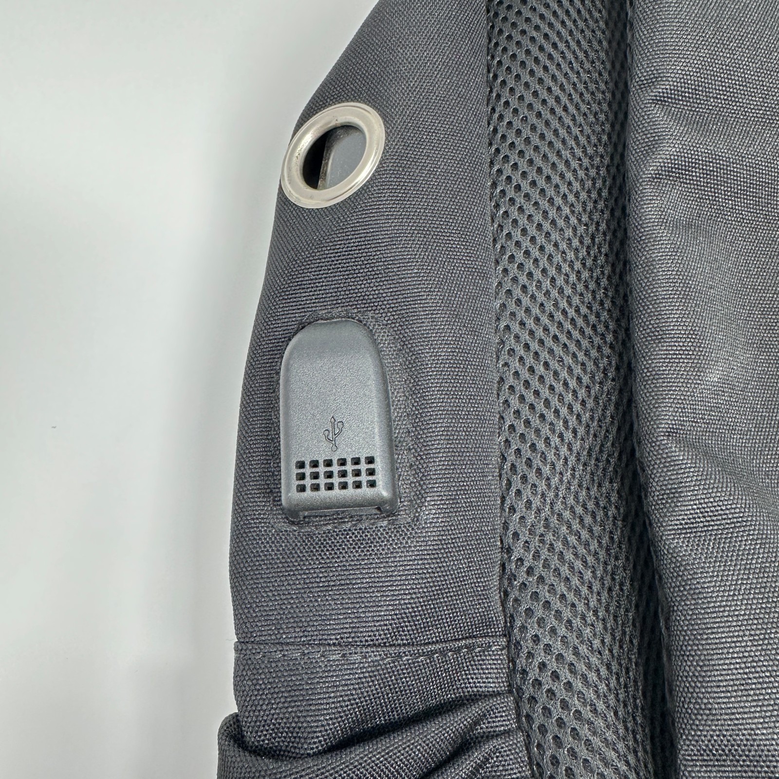 Shark Mouth Backpack Black Red Teeth Print USB Charging Port Laptop School Bag