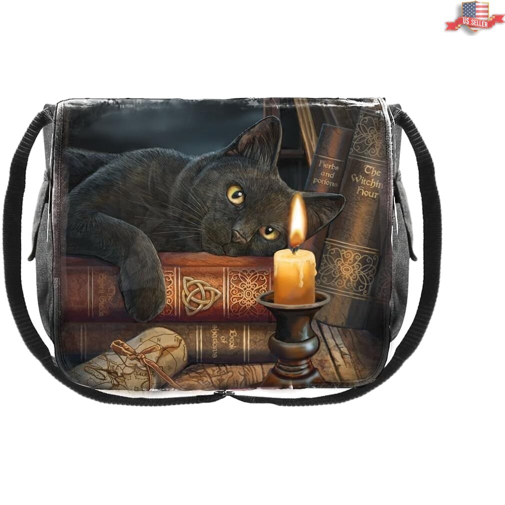 Mystical Black Cat Messenger Bag by Lisa Parker – Comfortable & Durable
