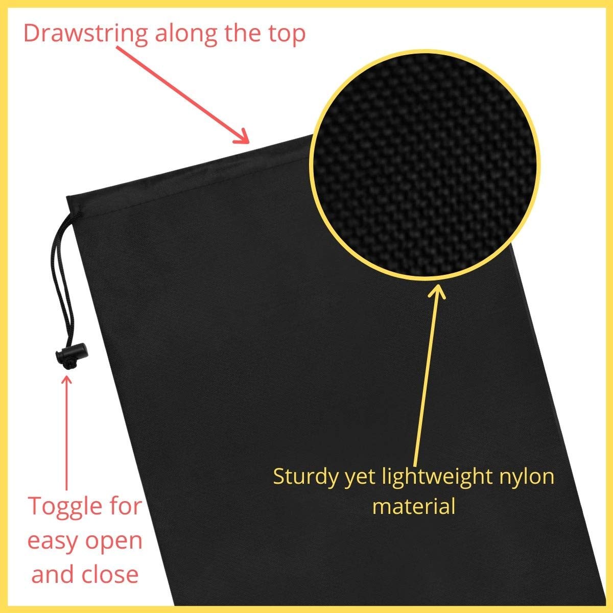 Drawstring Bag – Nylon Cinch and Ditty Stuff Pouch with Toggle 10 x 15-12 pack