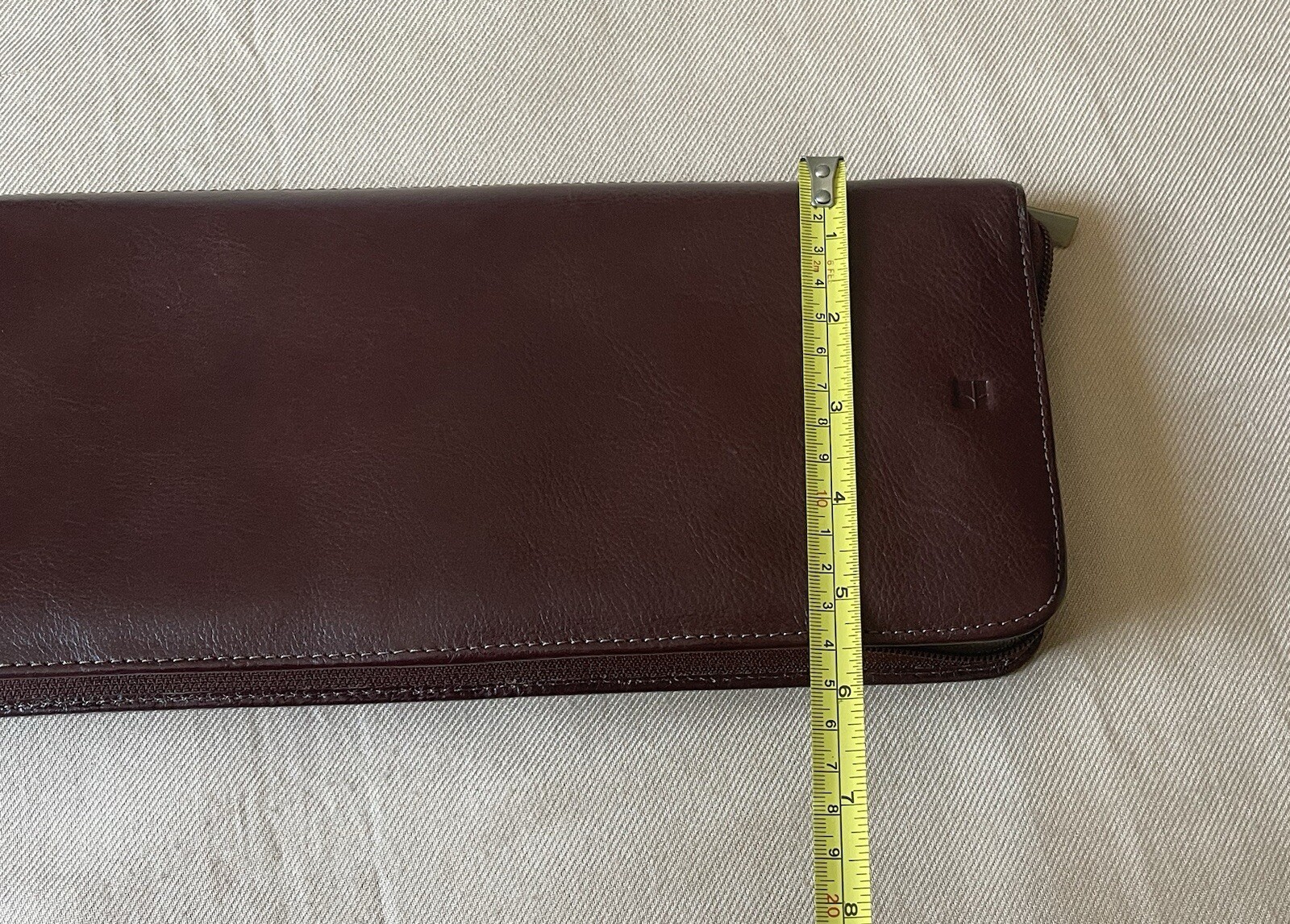 Vintage Red Envelope Brown Leather Tie Travel Carrier Zip Around Travel Case